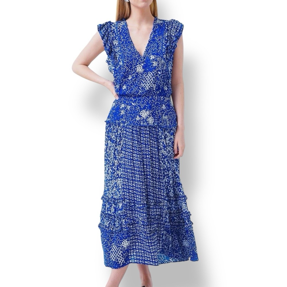 Poupette St Barth Paulina Midi Dress In Blue‎ Antibes Size M
